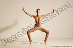 Underwear Gymnastic poses Woman White Moving poses Slim long blond Dynamic poses Academic